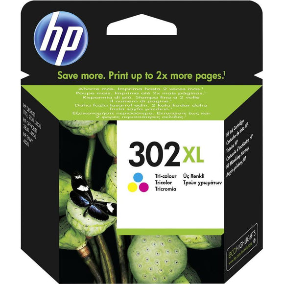 Genuine HP 302XL, High Capacity Tri-Colour Ink Cartridge, F6U67, F6U67AE