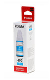Genuine Canon GI-490C Printer Refill Cyan Ink Bottle, 0664C001