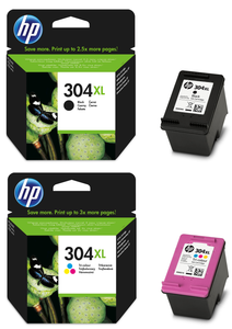 Genuine HP 304XL, Combo Pack Black & Tri-Colour Ink Cartridges, N9K07AE, N9K08AE