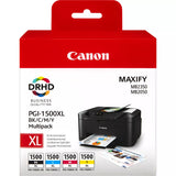 Canon PGI-1500XL, 4 Colour Multipack Ink Cartridge, PGI-1500XL B/C/M/Y, 9182B010