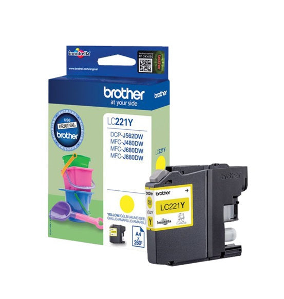 Genuine Brother LC221Y Yellow Ink jet Print Cartridge, LC-221Y
