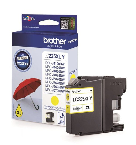 Genuine Brother LC225XLY, High Capacity Yellow Ink Cartridge, LC-225XLY