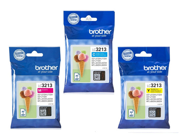 Genuine Brother LC3213, Ink Cartridges, LC3213C, LC3213M, LC3213Y