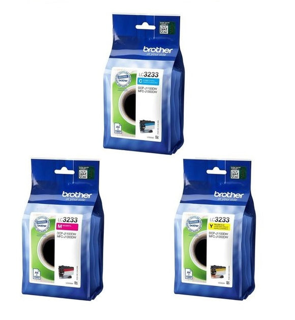 Genuine Brother LC3233, Ink Cartridges, LC3233C, LC3233M, LC3233Y