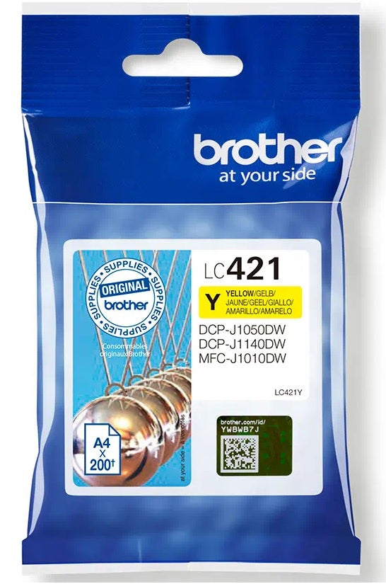 Genuine Brother LC421Y, Yellow Ink Cartridge, LC-421Y