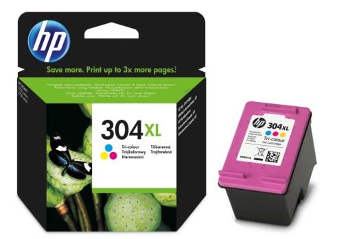 Genuine HP 304XL, High Capacity Vivera Tri-Colour Ink Cartridge, N9K07, N9K07AE