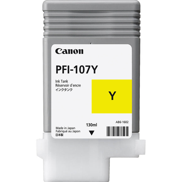 Genuine Canon PFI-107Y Yellow Ink Cartridge, PFI-107Y, 6708B001