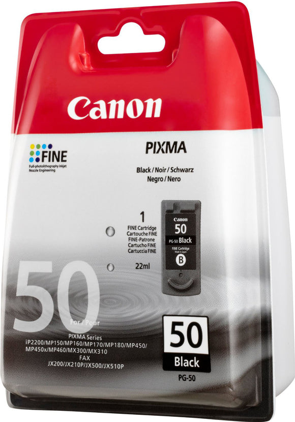 Genuine Canon PG50 High Capacity Black Ink Cartridge, PG-50, 0616B001