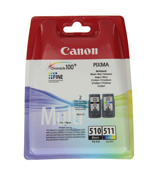 Genuine Canon 510, 511, Multipack Ink Cartridges, Canon PG-510, CL-511, 2970B010