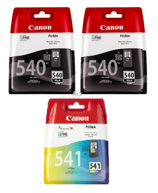 Canon 540 & 541, 2X Black & 1X Colour Ink Cartridge, PG540, CL541, 5225B006