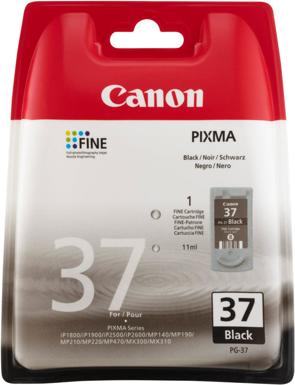 Genuine Canon 37, Black Ink jet Printer Cartridges, PG-37, 2145B001