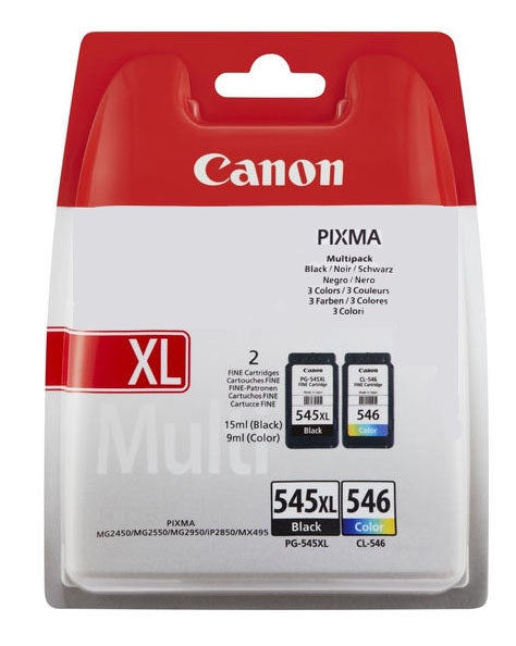 Canon PG-545XL & CL-546 Black & Colour Ink Cartridges, 8286B001, 8289B001