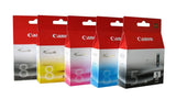 Genuine Canon Multipack Ink Cartridges, PGI-5BK, CLI-8BK, CLI-8C, CLI-8M, CLI-8Y