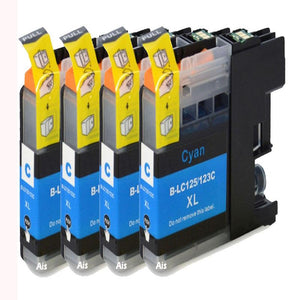 4 Compatible LC123, Cyan Ink Jet Cartridge, Replaces For Brother LC123C, LC-123C, NON-OEM
