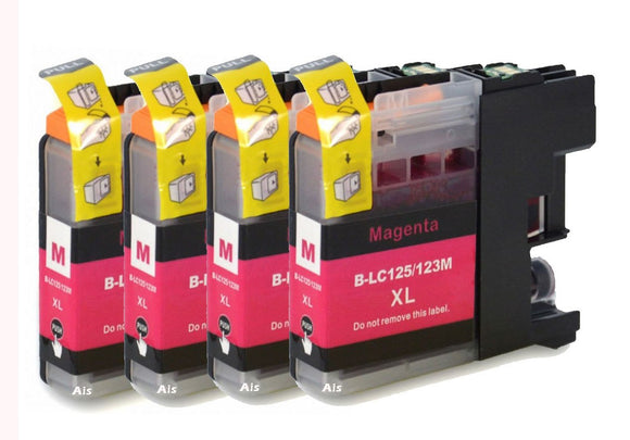 4 Compatible LC123, Magenta Ink Cartridges, Replaces For Brother LC123M, LC-123M, NON-OEM