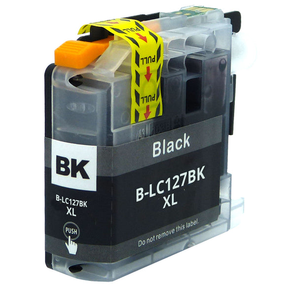 1 Compatible Black Ink Cartridge Replaces For Brother LC127XLBK, NON-OEM