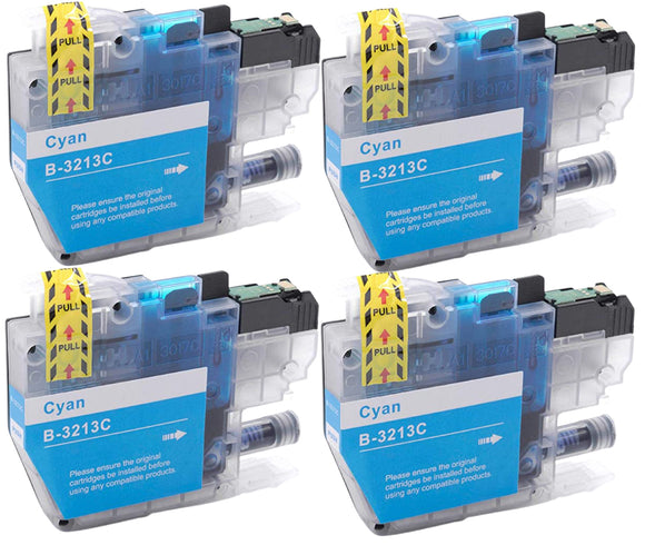 4 Cyan Compatible Ink Cartridge, Replaces For Brother LC3213, LC3213C, NON-OEM