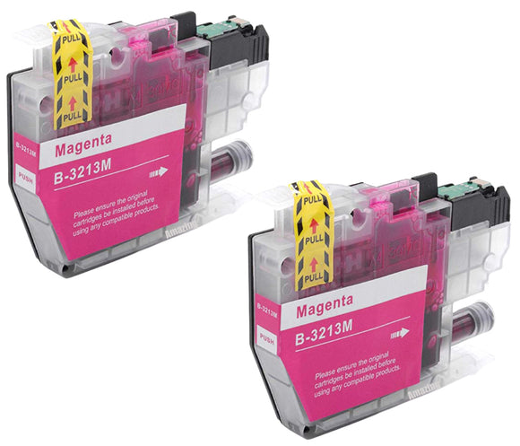 2 Compatible Magenta Ink Cartridge, Replaces For Brother LC3213M, NON-OEM