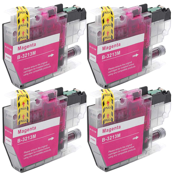 4 Compatible Magenta Ink Cartridge, Replaces For Brother LC3213M, NON-OEM