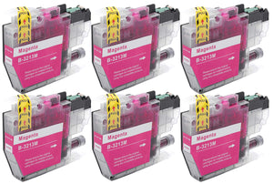6 Compatible Magenta Ink Cartridge, Replaces For Brother LC3213M, NON-OEM