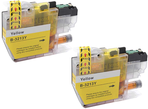 2 Compatible Yellow Ink Cartridge, Replaces For Brother LC3213Y, LC-3213Y NON-OEM