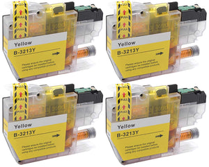 4 Compatible Yellow Ink Cartridge, Replaces For Brother LC3213Y, LC-3213Y NON-OEM