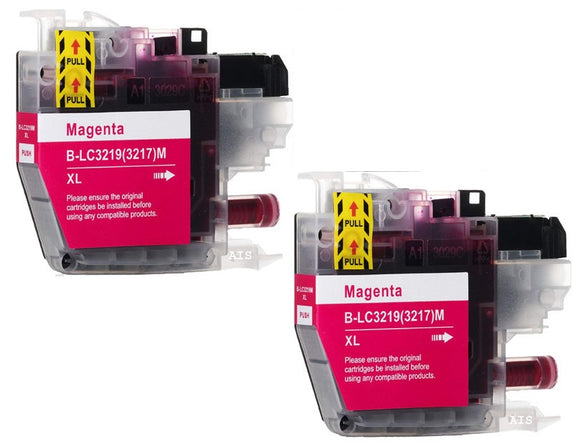 2 Compatible Magenta Ink Cartridge, Replaces For Brother LC3219XLM, NON-OEM