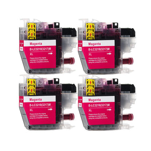 4 Compatible Magenta Ink Cartridge, Replaces For Brother LC3219XLM, NON-OEM