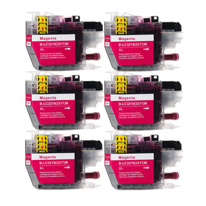 6 Compatible Magenta Ink Cartridge, Replaces For Brother LC3219XLM, NON-OEM