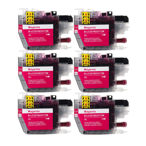 6 Magenta Compatible Ink Cartridge, Replaces For Brother LC3217M NON-OEM