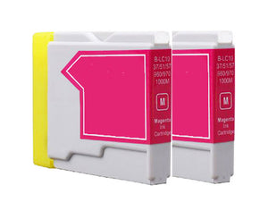 2 Compatible Magenta Ink Cartridges, Replaces For Brother LC-970M, LC-1000M NON-OEM