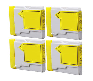 4 Compatible Yellow Ink Cartridges, Replaces For Brother LC-970Y LC-1000Y NON-OEM