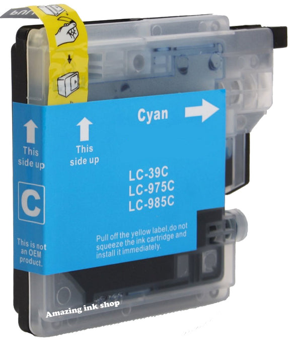 2 Compatible Cyan Ink Cartridges, For Brother LC985C, LC-985C, NON-OEM