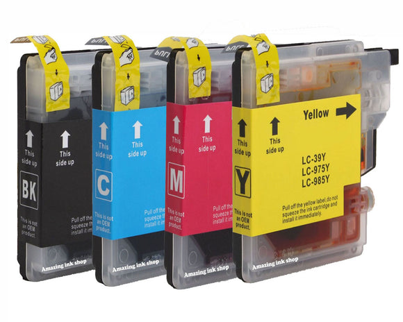 4 Compatible Ink Cartridges, Replaces For Brother LC985, LC985B/C/M/Y, NON-OEM