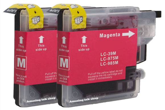 2 Magenta Compatible Ink Cartridge, For Brother LC985M, LC-985M, NON-OEM