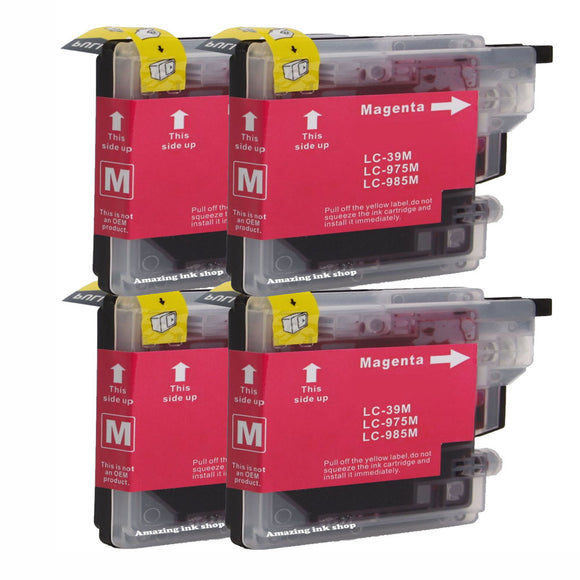 4 Magenta Compatible Ink Cartridges, For Brother LC985, LC-985M, NON-OEM