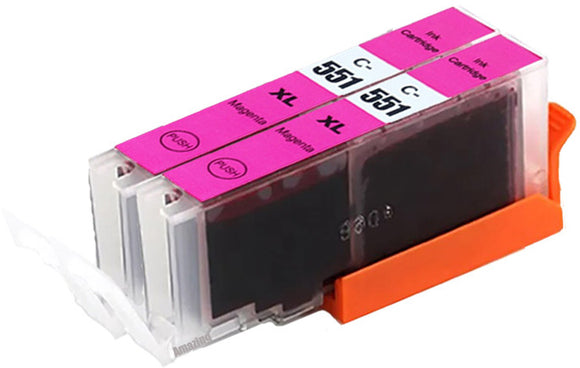 2 Compatible Magenta Ink Cartridge, Replaces For Canon CLI-551XLM, NON-OEM