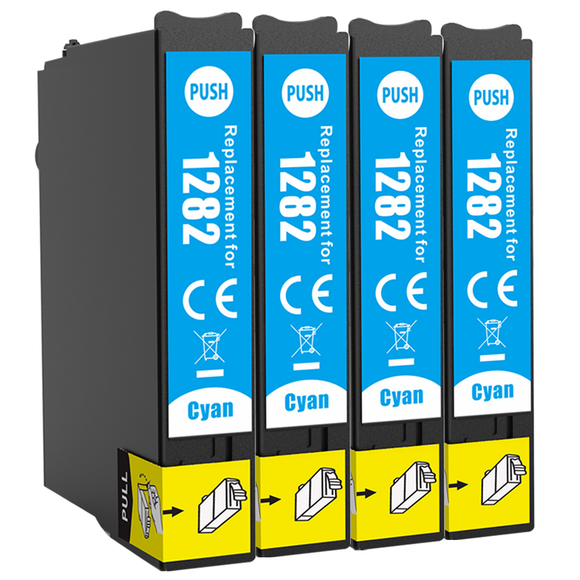 4 Compatible Cyan Ink Cartridge, Replaces For Epson T1282, NON-OEM
