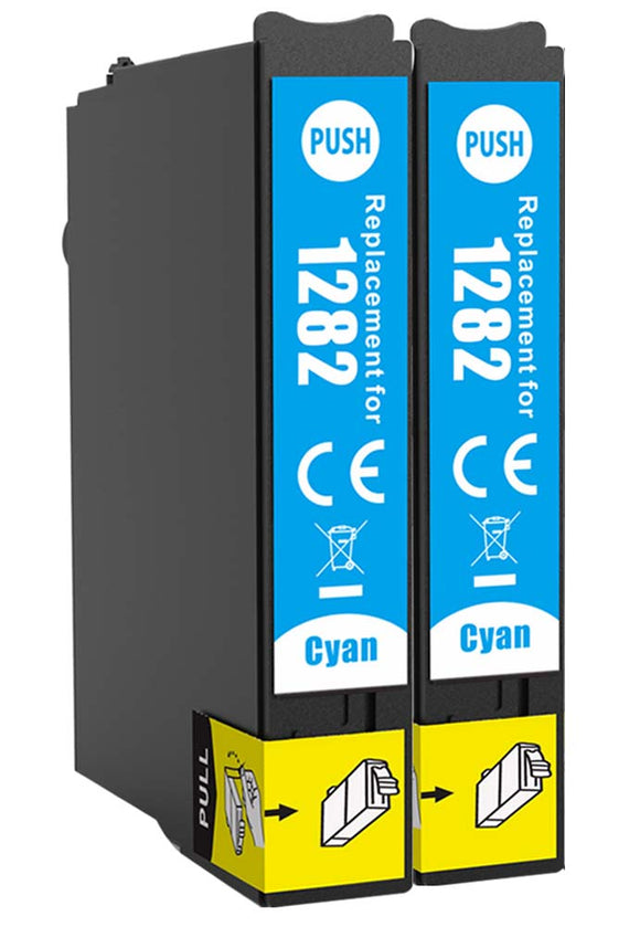2 Compatible Cyan Ink Cartridge, Replaces For Epson T1282, NON-OEM