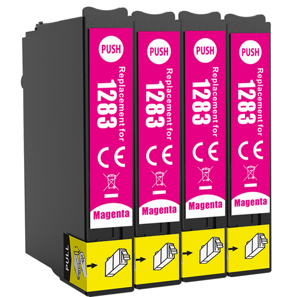 4 Compatible E1283 Magenta Ink Cartridge, Replaces For Epson T1283, NON-OEM