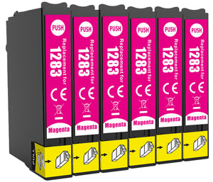 6 Compatible E1283 Magenta Ink Cartridge, Replaces For Epson T1283, NON-OEM