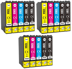 12 Compatible Ink Cartridges, Replaces For Epson T1285, NON-OEM