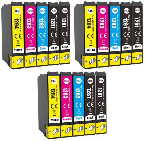12 Compatible Ink Cartridges, Replaces For Epson T1285, NON-OEM
