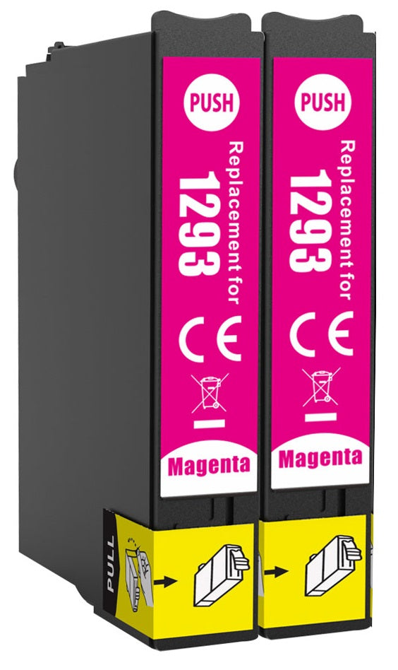 2 Compatible E1293, Magenta Ink Cartridge, Replaces For Epson T1293, NON-OEM