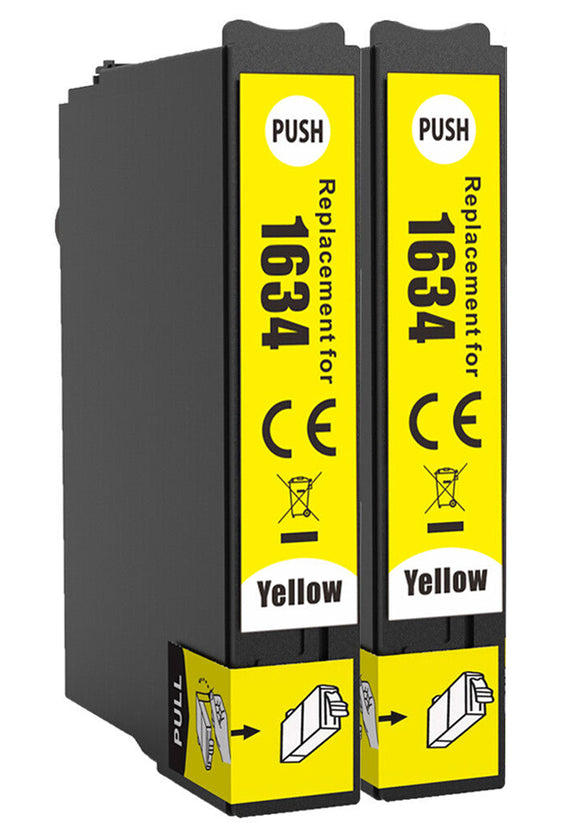 2 Compatible Yellow Ink Cartridges, Replaces For Epson 16XL T1634, NON-OEM
