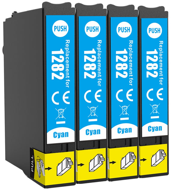 4 Compatible E18XL, Cyan Ink Cartridges, Replaces For Epson 18XL, T1812, NON-OEM