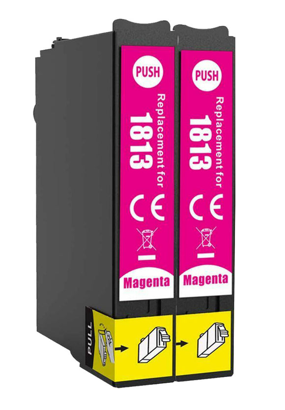 2 Compatible E18XL, Magenta Ink Cartridge, Replaces For Epson 18XL, T1813, NON-OEM