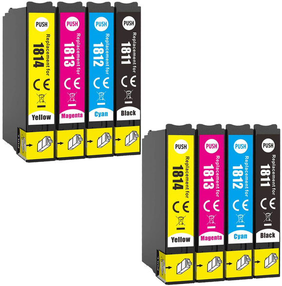 8 Compatible 18 XL, Multipack Ink Cartridges, Epson 18XL, T1816, T181640, NON-OEM
