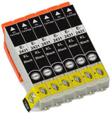 6 Compatible Black Ink Cartridges, Replaces For Epson 24XL, T2431, NON-OEM