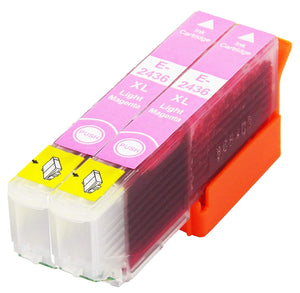 2 Compatible Light Magenta Ink Cartridge, Replaces For Epson 24XL, T2436, NON-OEM